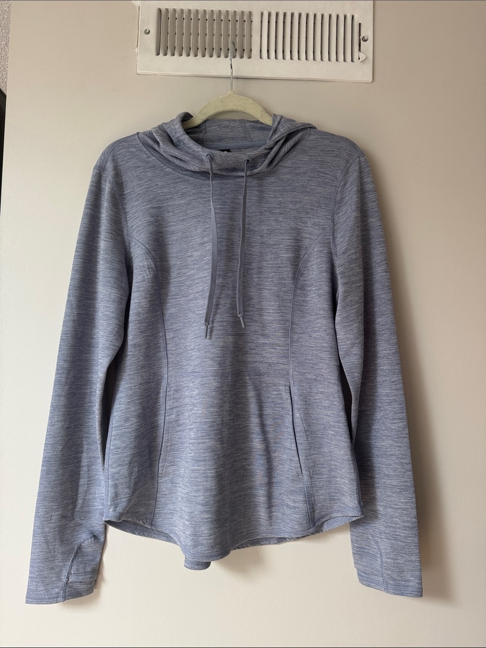 90 Degree Blue Heathered Hooded Women's Pullover Top
